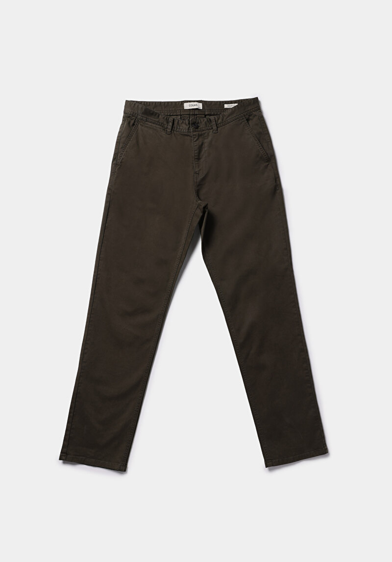 Regular Fit Orta Bel Düz Paça Erkek Yeşil  Pantolon