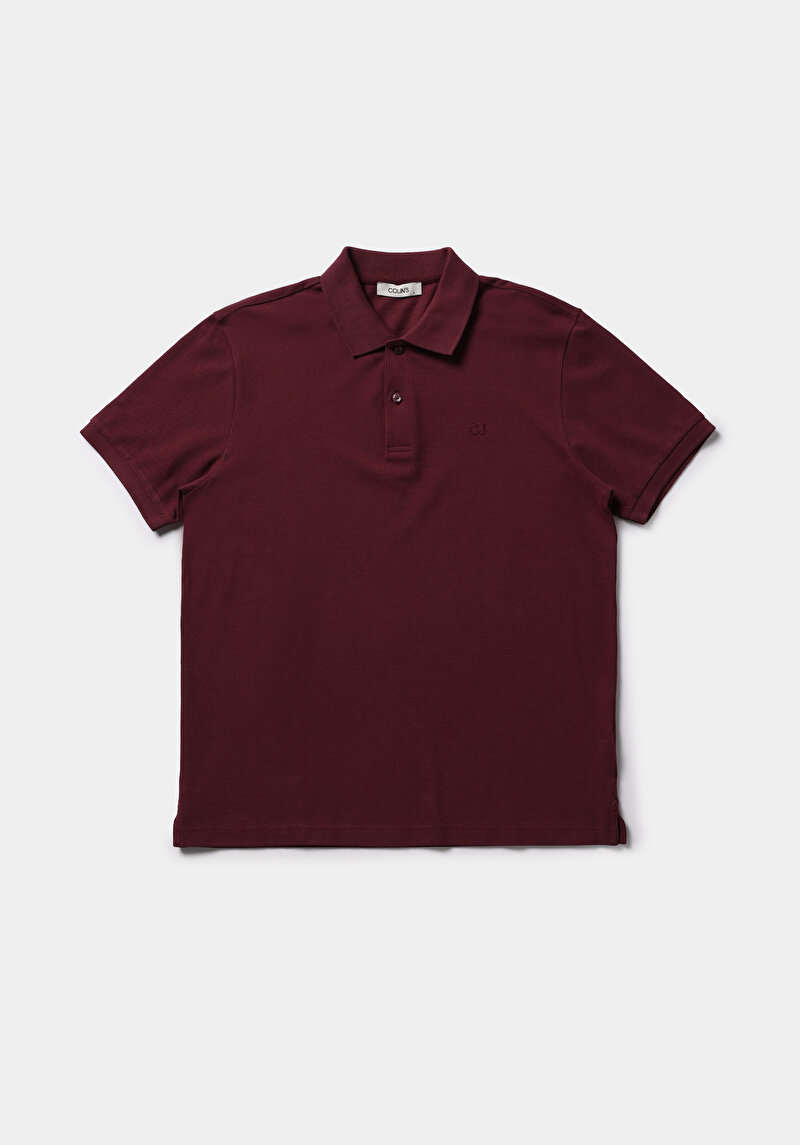 Regular Fit Polo Yaka Düz Erkek Mor Kısa Kol Tişört