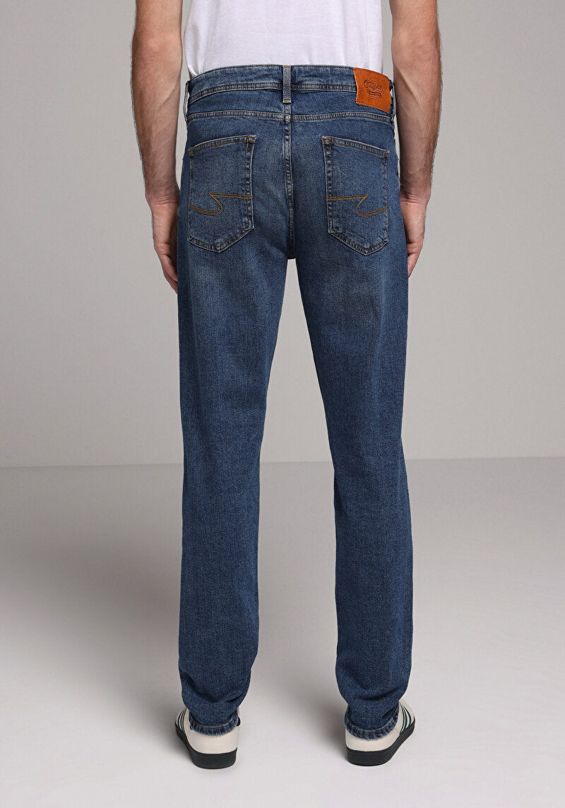 Regular Fit Erkek İndigo Jean Pantolon