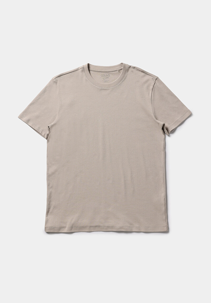 Regular Fit Yuvarlak Yaka Düz Erkek Taş Kısa Kol Tişört
