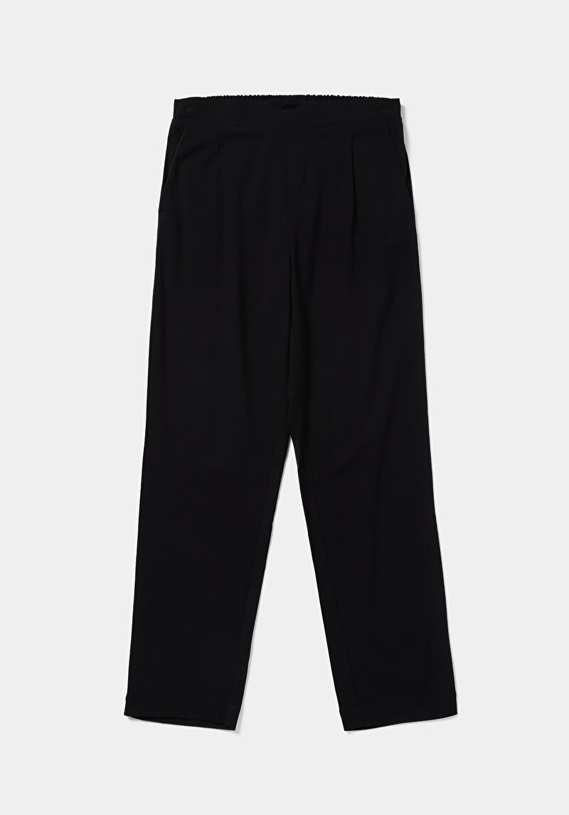 Regular Fit Düşük Bel Düz Paça Kadın Siyah  Pantolon