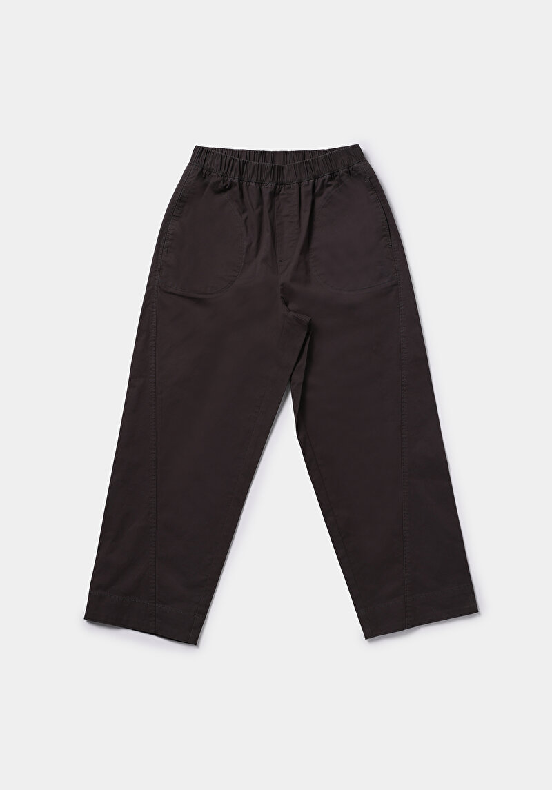 Regular Fit Yüksel Bel Geniş Paça Kadın Antrasit  Pantolon