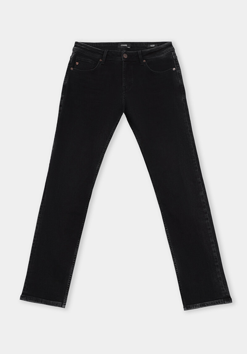 Straight Fit Orta Bel Düz Paça Erkek Black Black Denim Jean Pantolon
