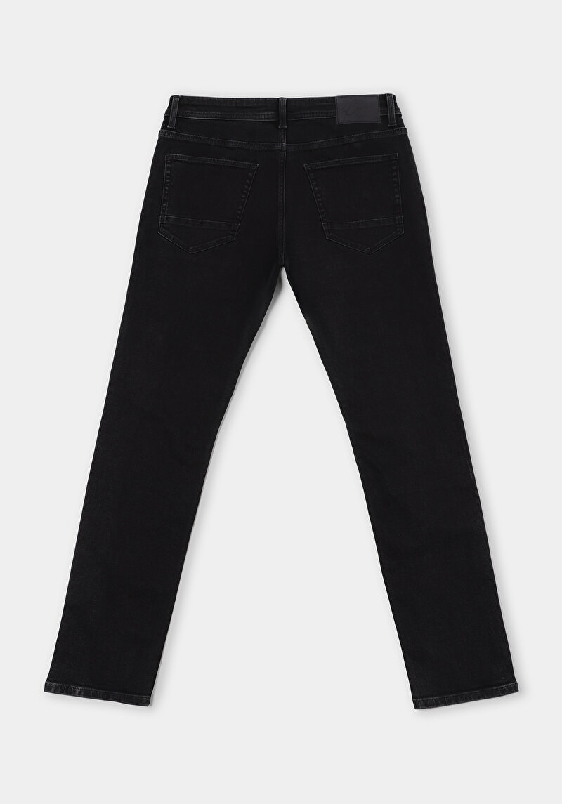 Straight Fit Orta Bel Düz Paça Erkek Black Black Denim Jean Pantolon