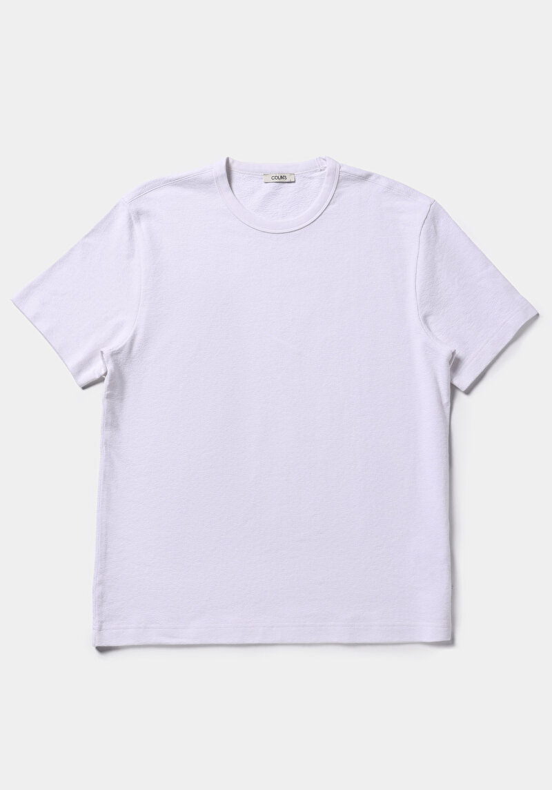 Comfort Fit Yuvarlak Yaka Düz Erkek Beyaz Kısa Kol Tişört