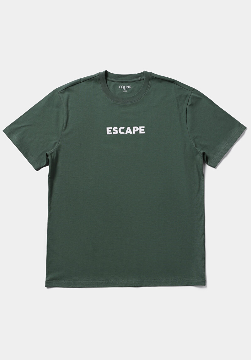 Comfort Fit Yuvarlak Yaka Düz Erkek Yeşil Kısa Kol Tişört