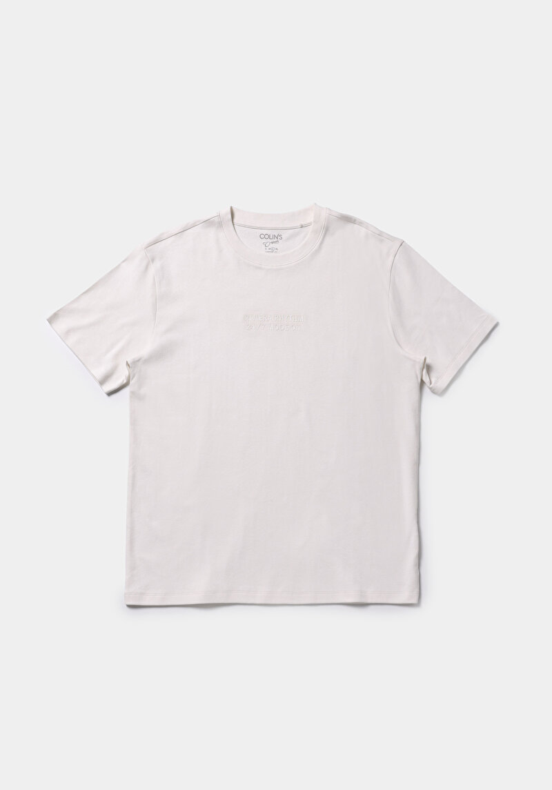 Comfort Fit Yuvarlak Yaka Düz Erkek Beyaz Kısa Kol Tişört