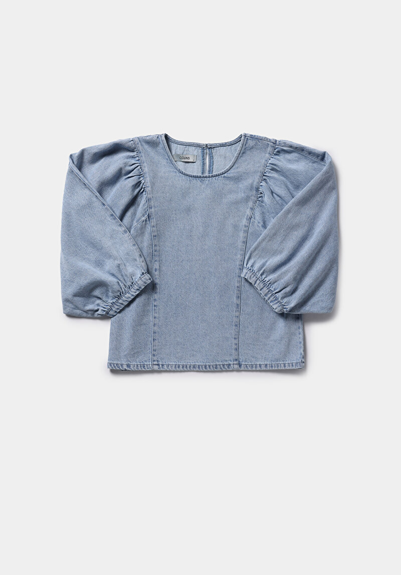 Regular Fit   Kadın Light İndigo Denim  Gömlek