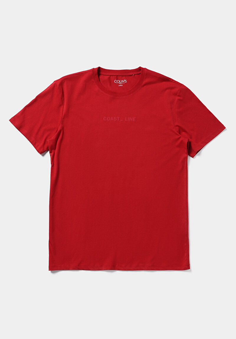 Regular Fit Yuvarlak Yaka Düz Erkek Kirmizi Kısa Kol Tişört