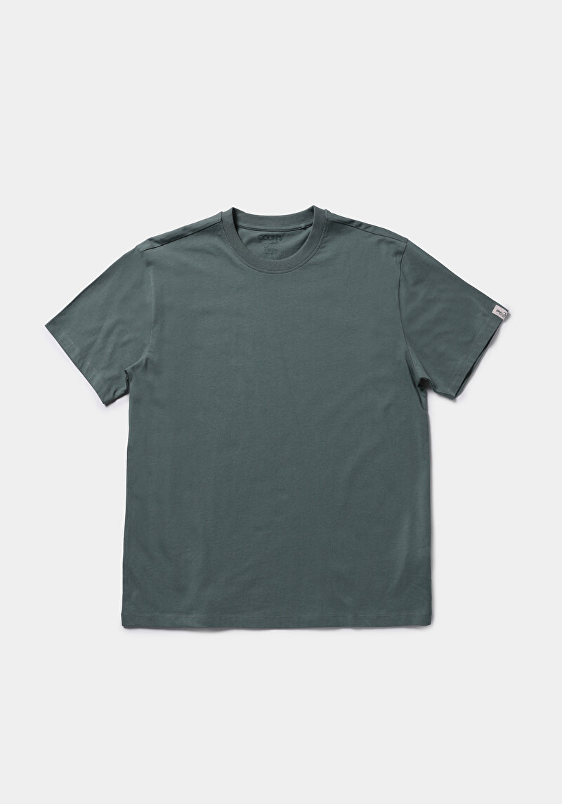 Comfort Fit Yuvarlak Yaka Düz Erkek Yeşil Kısa Kol Tişört