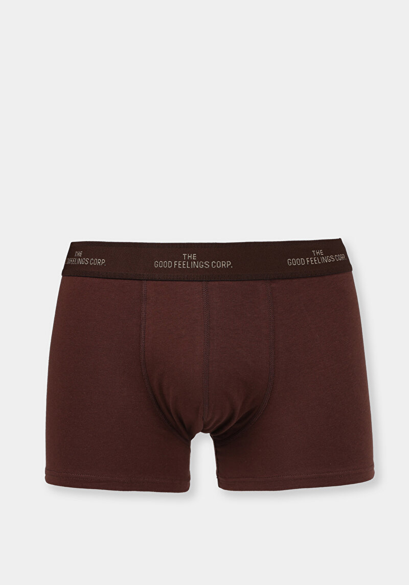 Modern Fit Düz Erkek Kahverengi Boxer