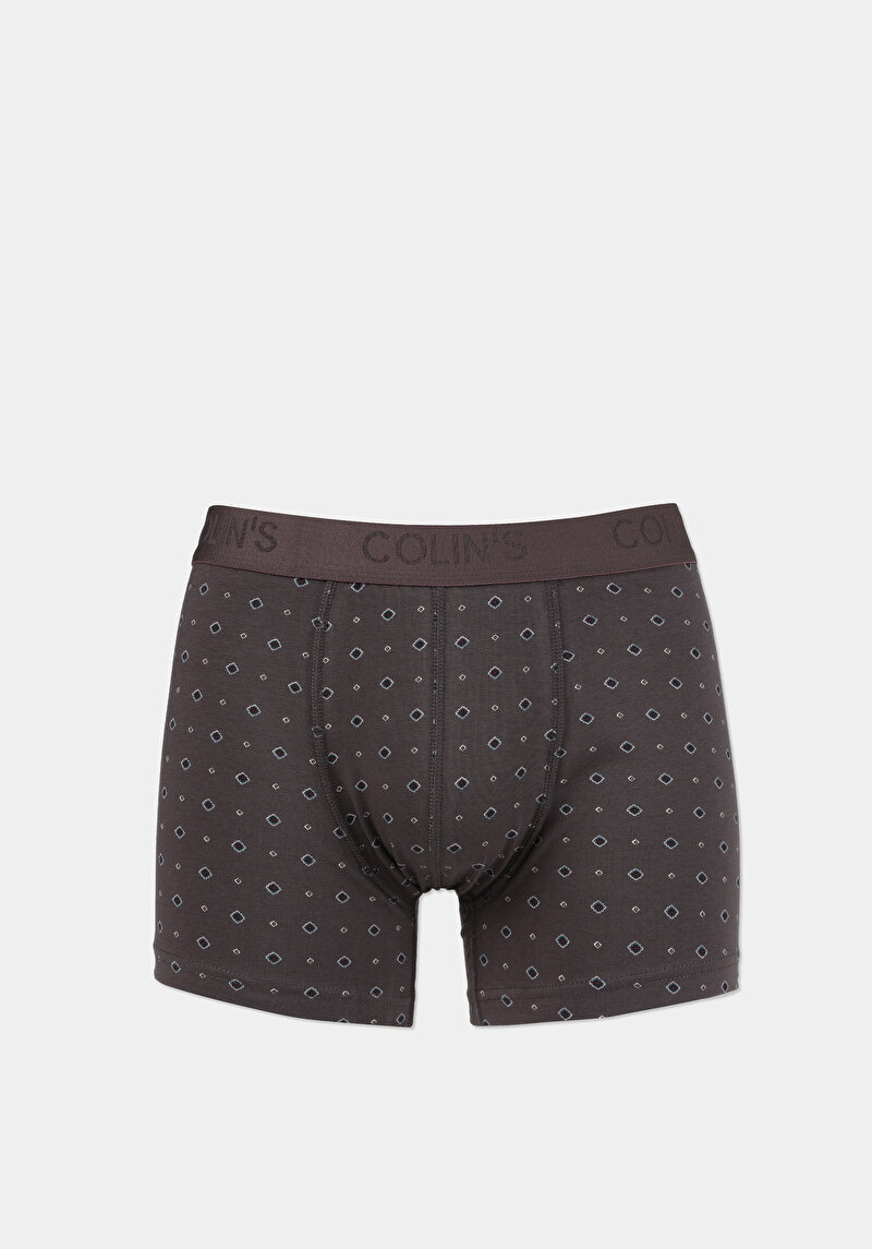 Modern Fit Baskılı Erkek Gri Boxer