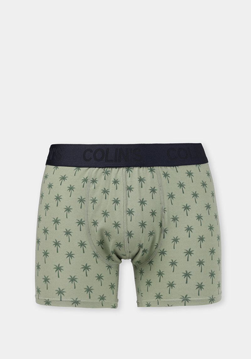 Modern Fit Baskılı Erkek Yeşil Boxer