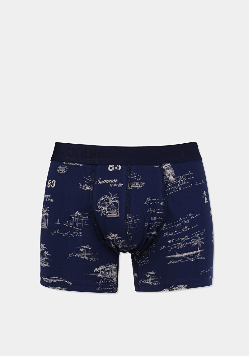 Modern Fit Baskılı Erkek Lacivert Boxer