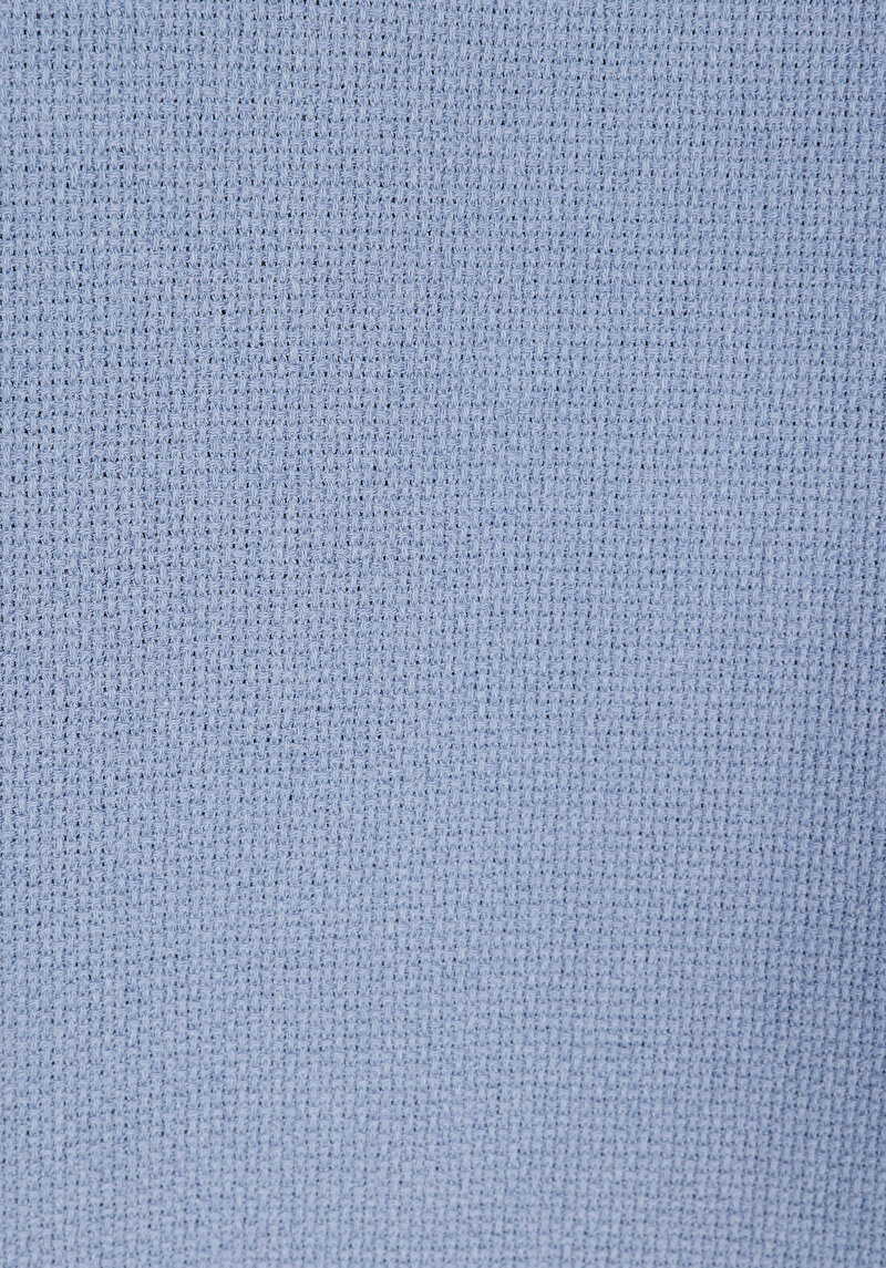 Regular Fit Shirt Neck Düz Erkek Mavi Kısa Kol Gömlek