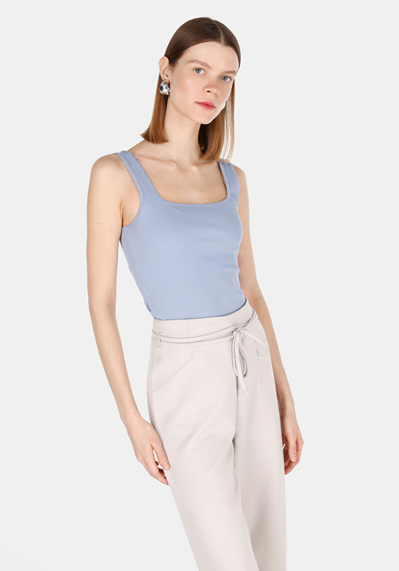 Slim Fit   Kadın Mavi Atlet