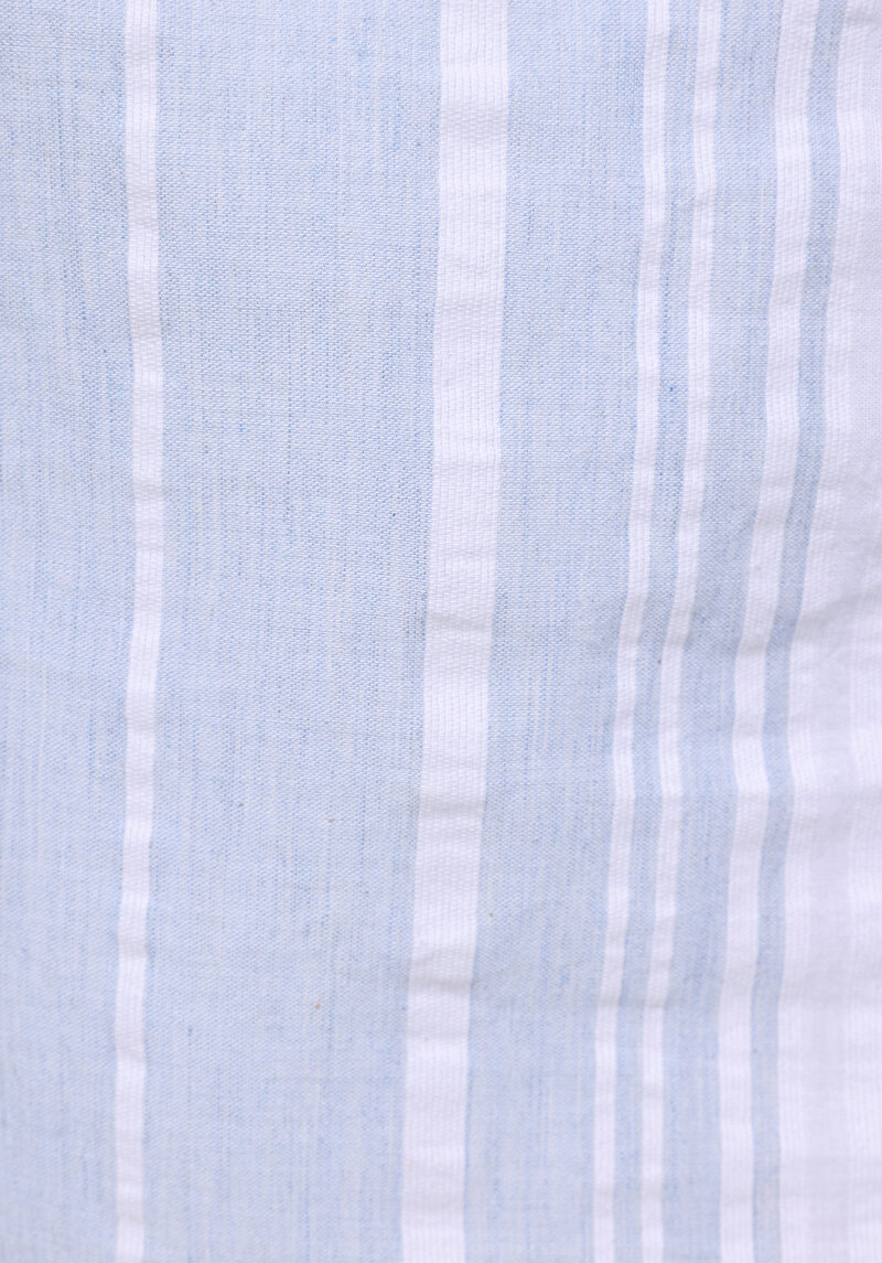 Regular Fit Shirt Neck Çizgili Erkek Açik Mavi Uzun Kol Gömlek