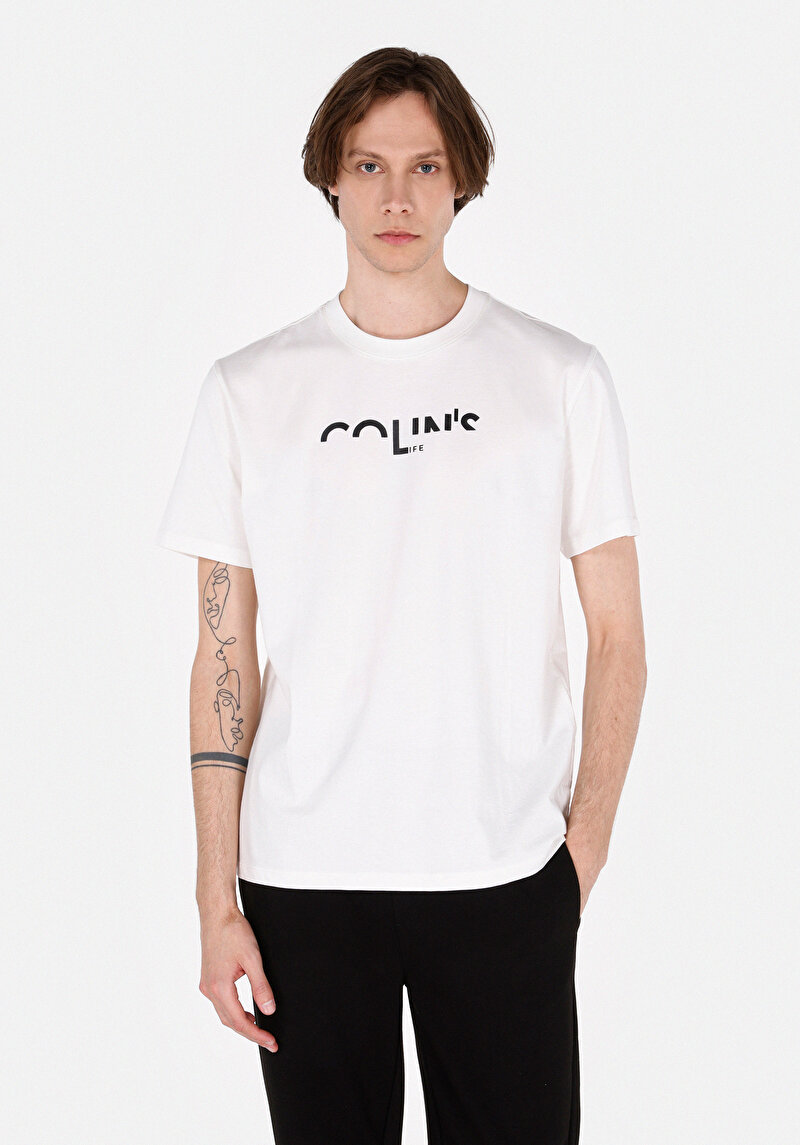 Comfort Fit Yuvarlak Yaka Düz Erkek Beyaz Kısa Kol Tişört