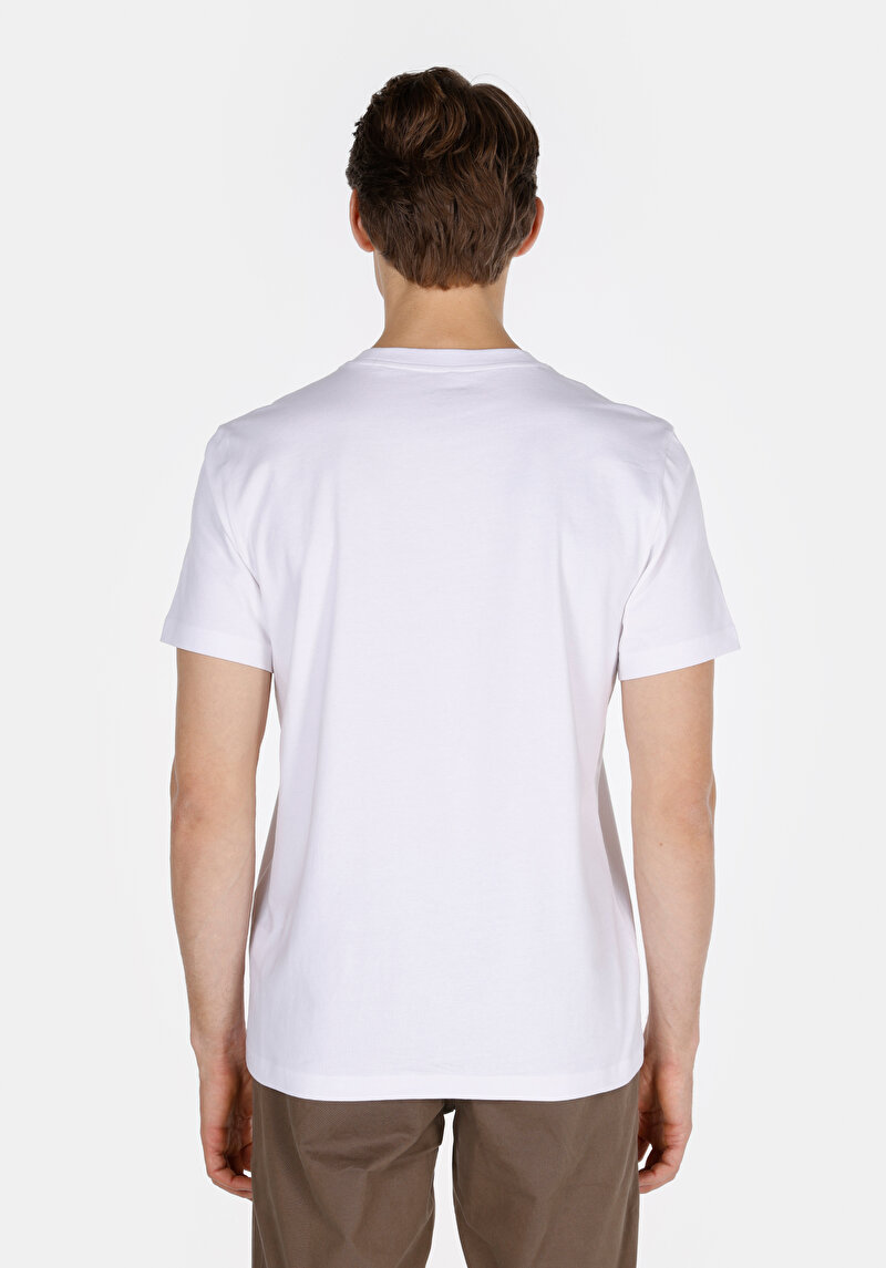Regular Fit Yuvarlak Yaka Düz Erkek Beyaz Kısa Kol Tişört