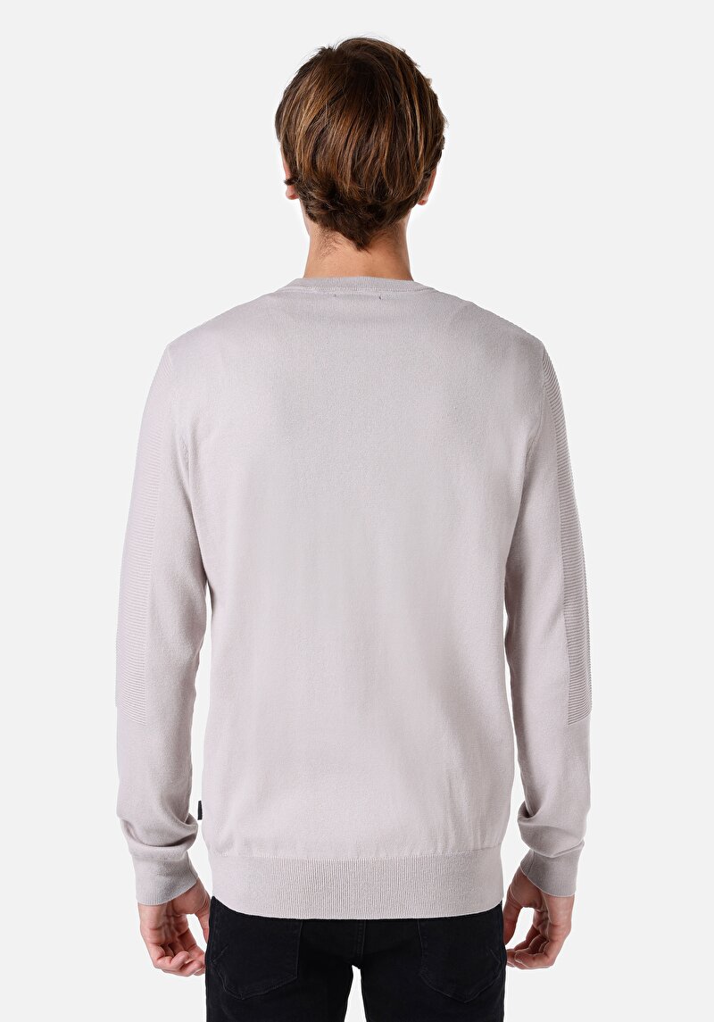 Regular Fit Yuvarlak Yaka Jakarlı Erkek Gri Kazak