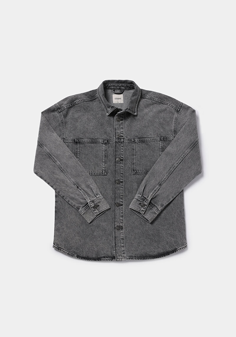 Oversize Fit   Erkek Antrasit Shacket