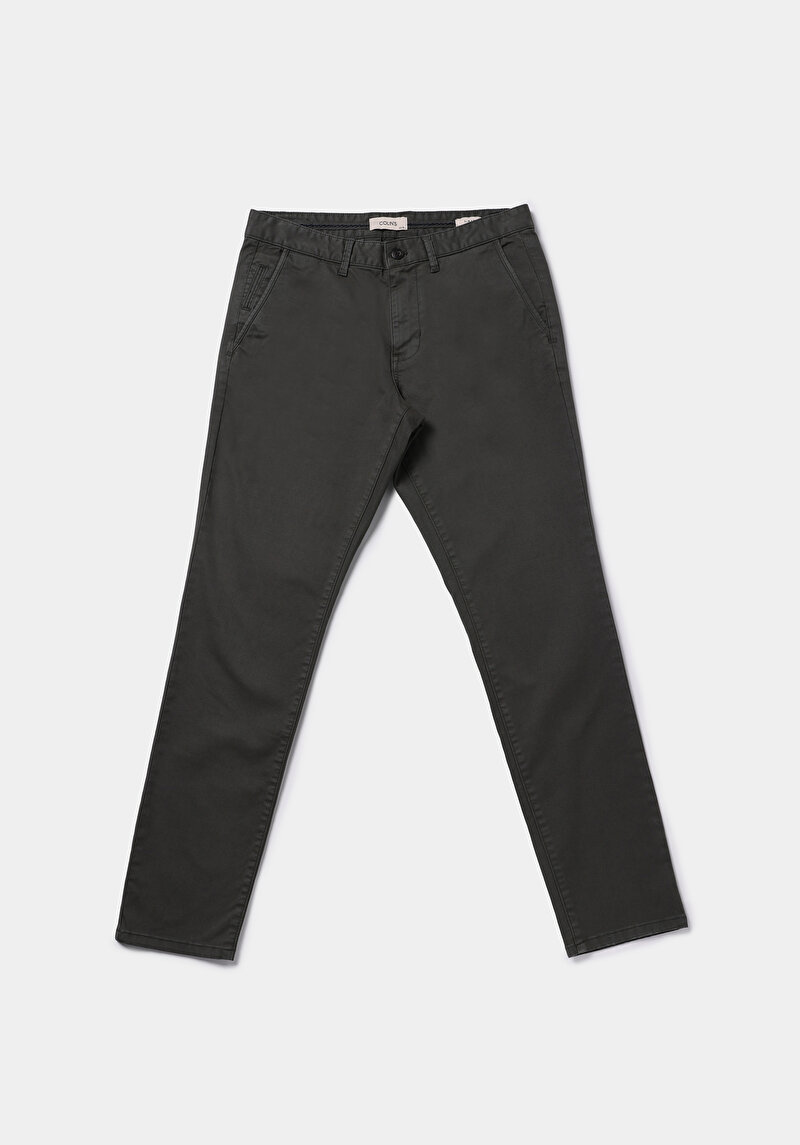 Slim Fit Orta Bel Düz Paça Erkek Yeşil  Pantolon