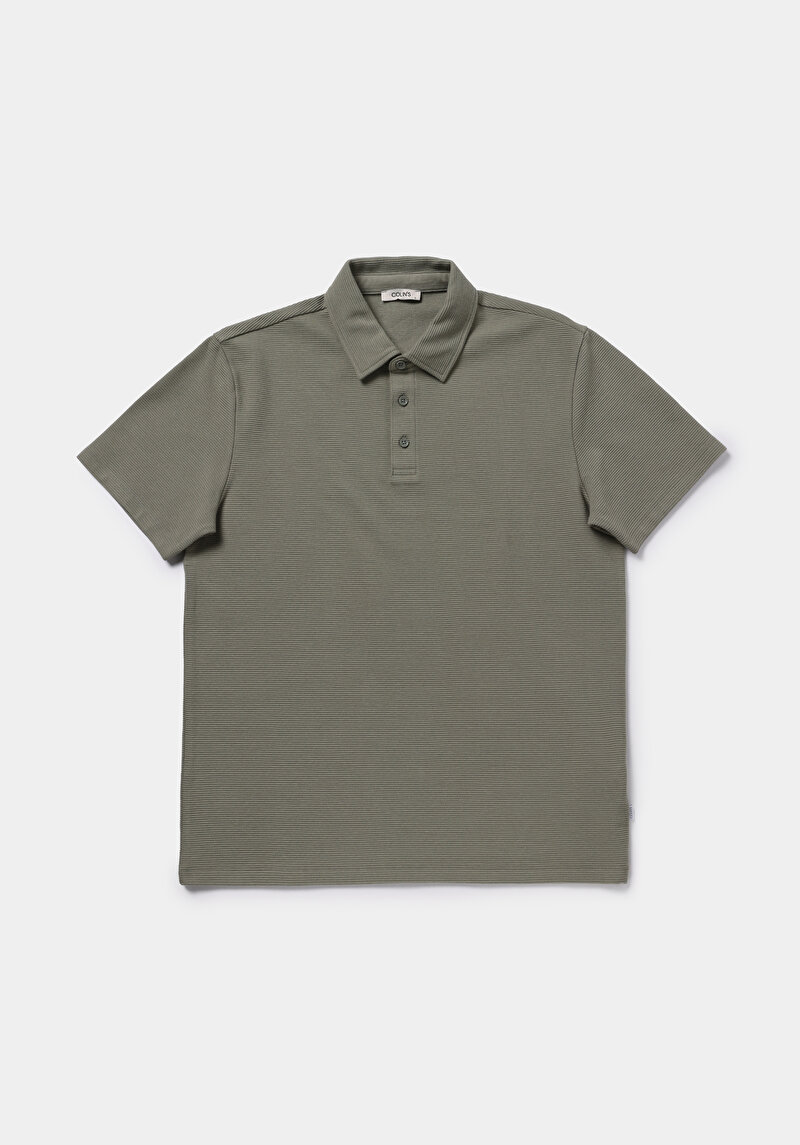 Regular Fit Polo Yaka Düz Erkek Yeşil Kısa Kol Tişört