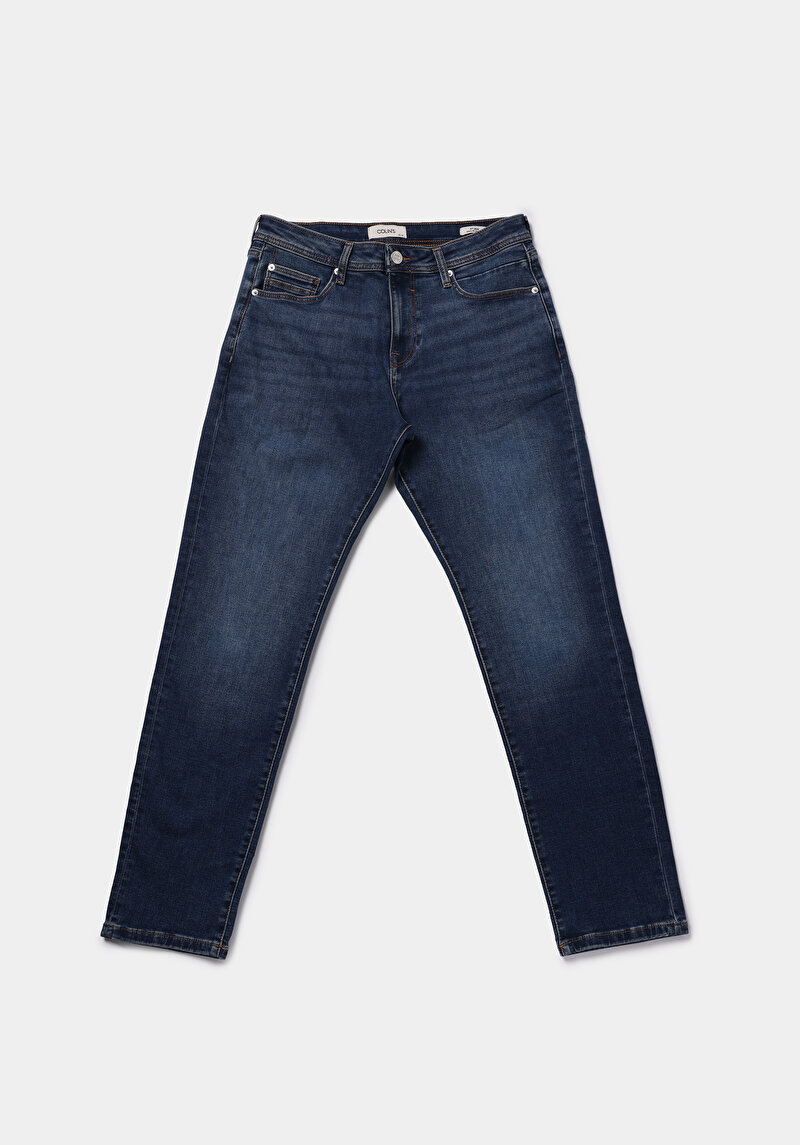 Regular Fit   Erkek Dark İndigo Denim Jean Pantolon
