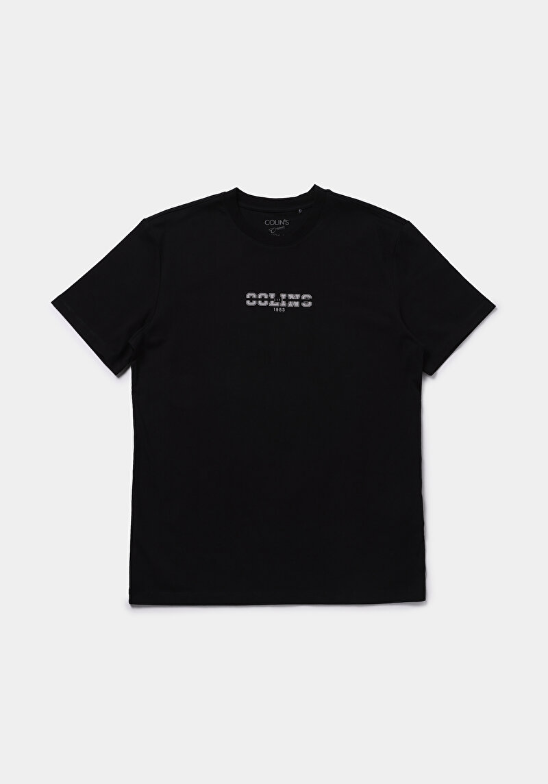 Regular Fit Yuvarlak Yaka Düz Erkek Siyah Kısa Kol Tişört