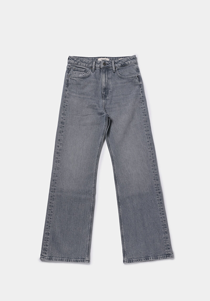 Straight Fit   Kadın Grey Denim Jean Pantolon