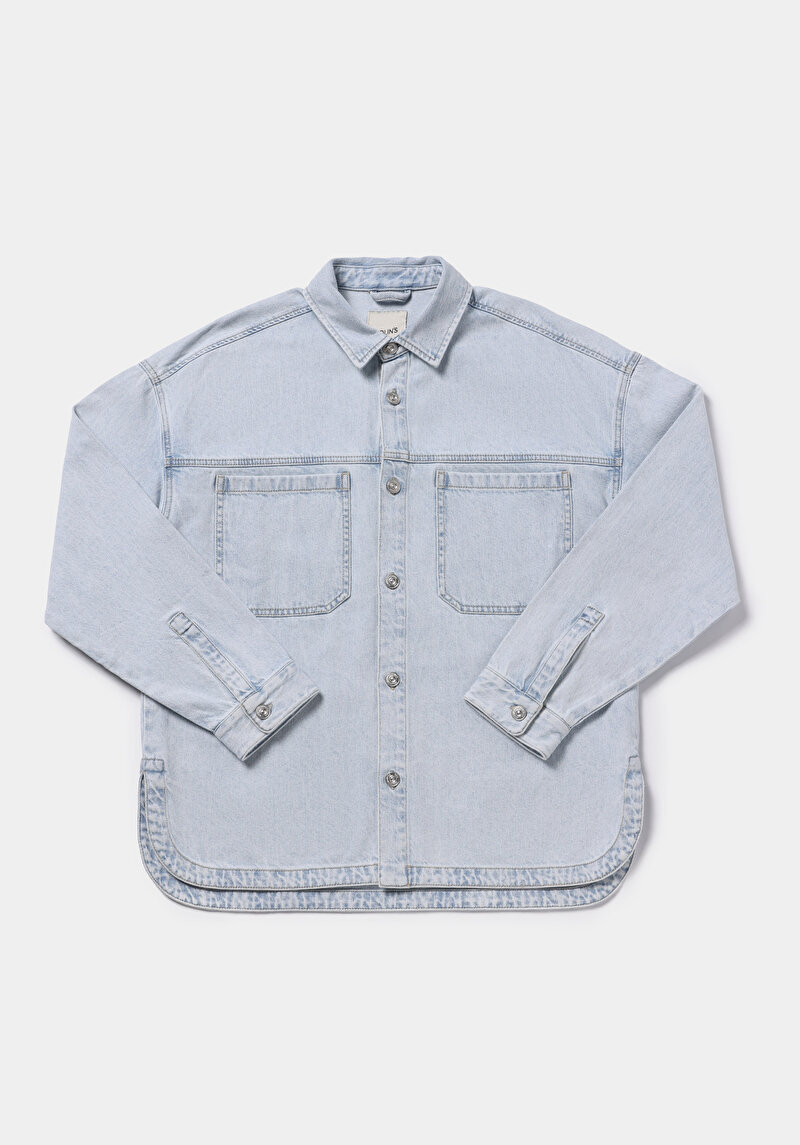 Regular Fit   Erkek Light İndigo Denim Shacket