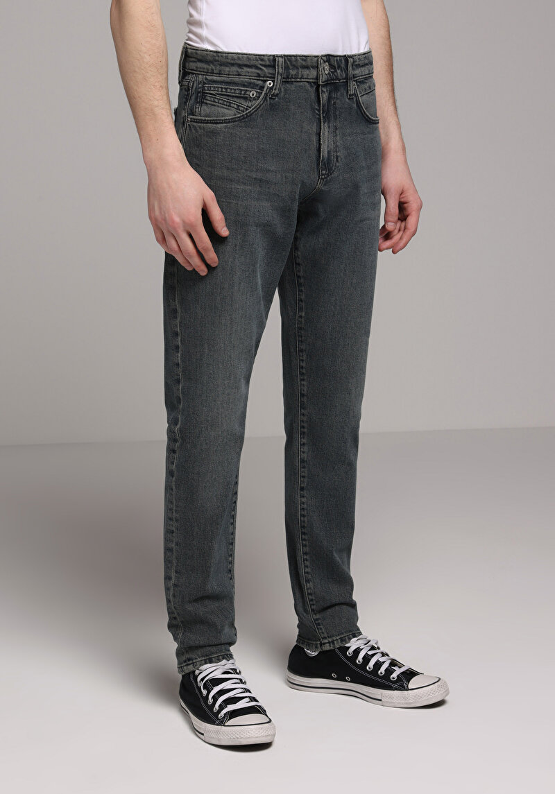 Slim Fit   Erkek Yeşil Jean Pantolon