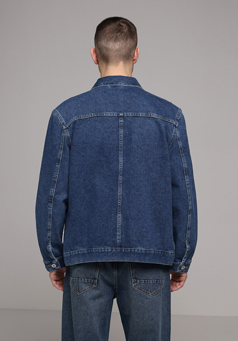 Regular Fit Düğmeli Astarsız  Erkek Koyu Mavi Ceket