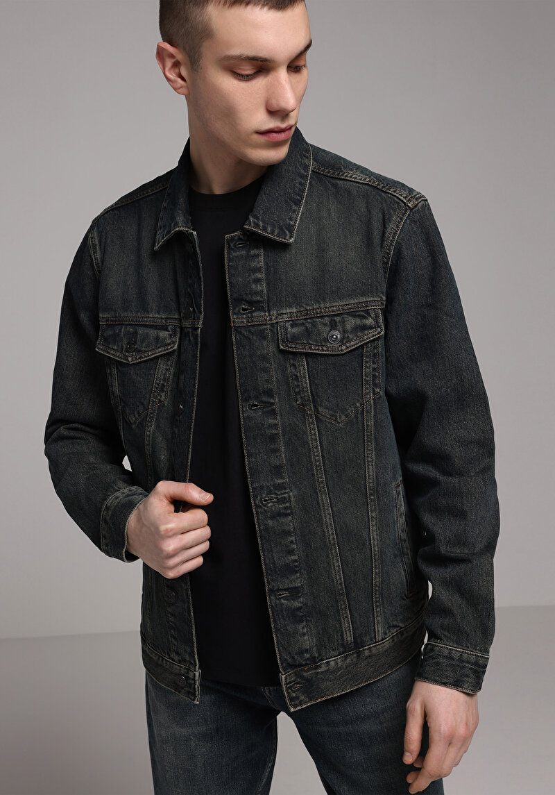 Regular Fit Düğmeli Astarsız  Erkek Yeşil Ceket