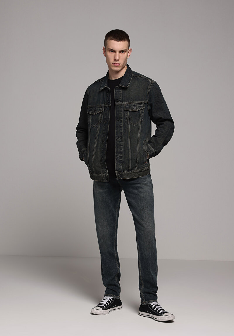 Regular Fit Düğmeli Astarsız Erkek Yeşil Ceket