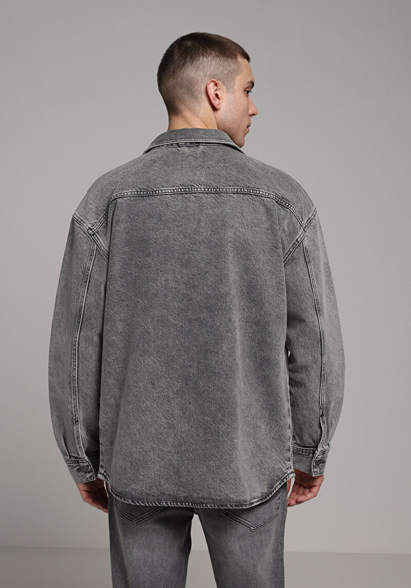 Oversize Fit   Erkek Antrasit Shacket