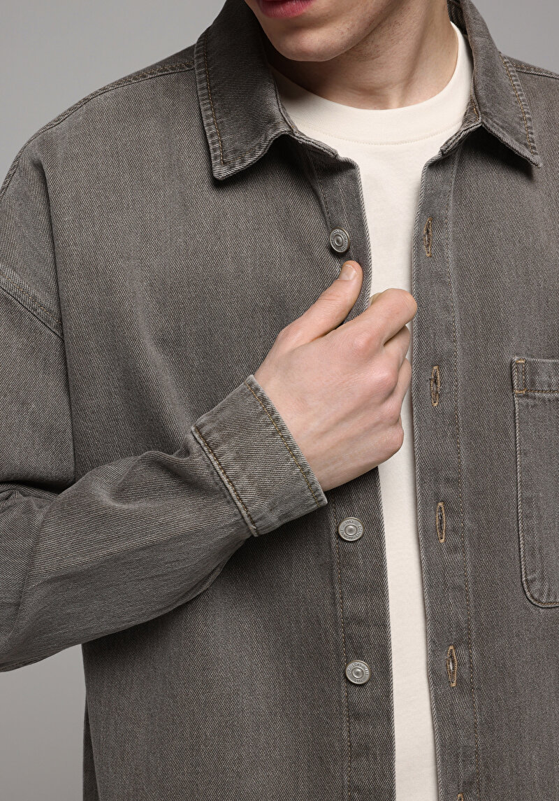 Regular Fit   Erkek Colour Denim Shacket