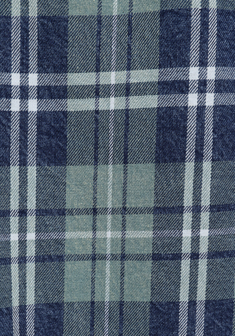 Regular Fit Shirt Neck Ekoseli Erkek Yeşil Uzun Kol Gömlek