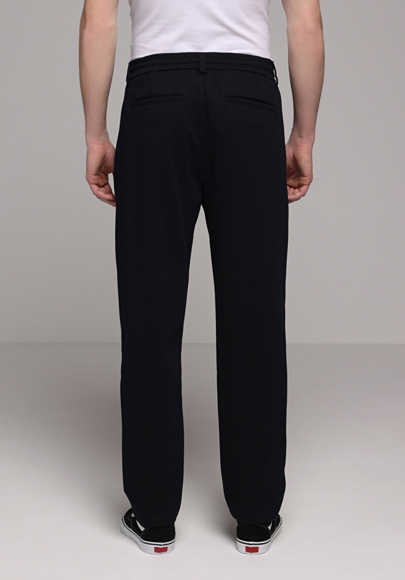 Regular Fit Orta Bel Düz Paça Erkek Lacivert Pantolon