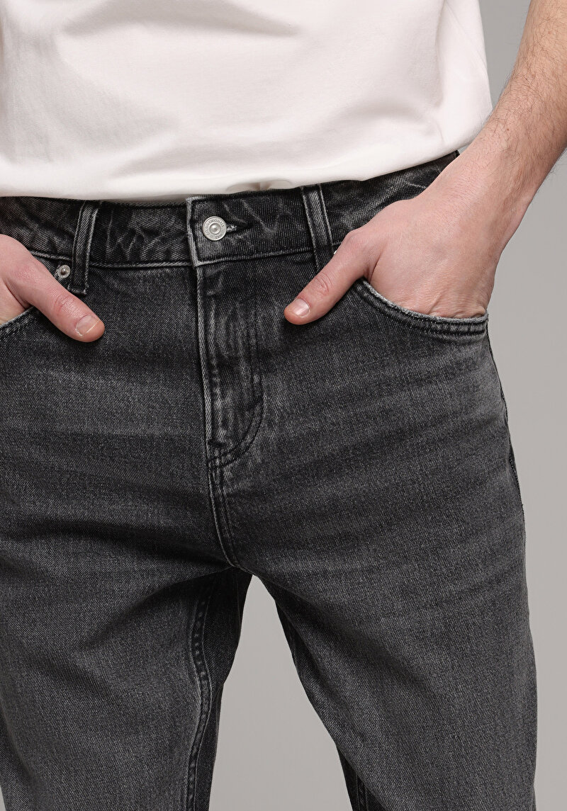 Straight Fit   Erkek Black Denim Jean Pantolon