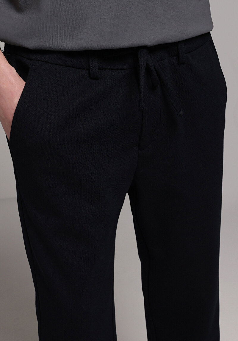 Regular Fit Orta Bel Düz Paça Erkek Lacivert  Pantolon