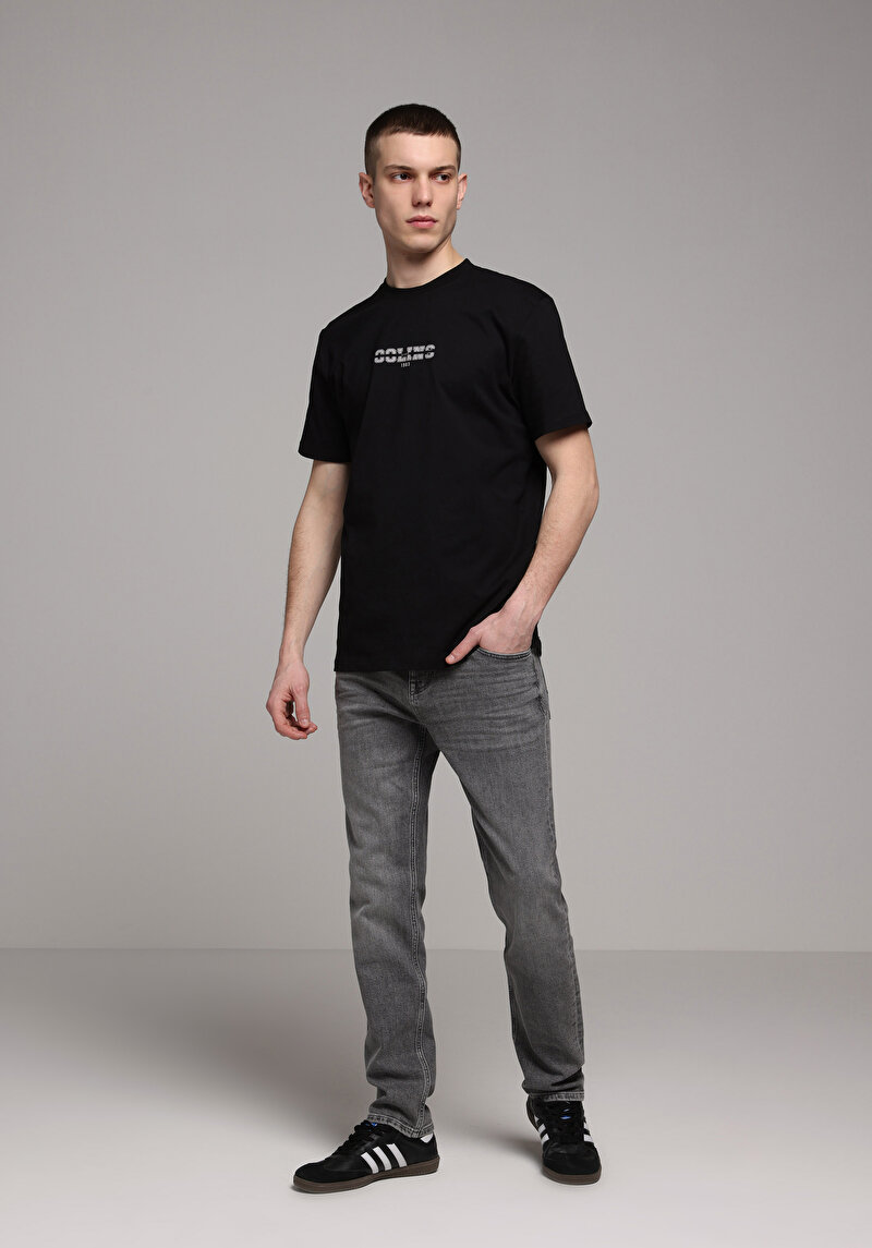 Regular Fit Yuvarlak Yaka Düz Erkek Siyah Kısa Kol Tişört