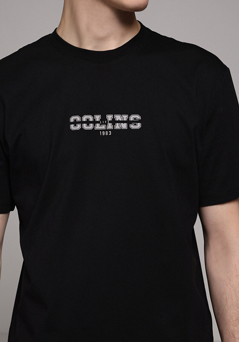 Regular Fit Yuvarlak Yaka Düz Erkek Siyah Kısa Kol Tişört