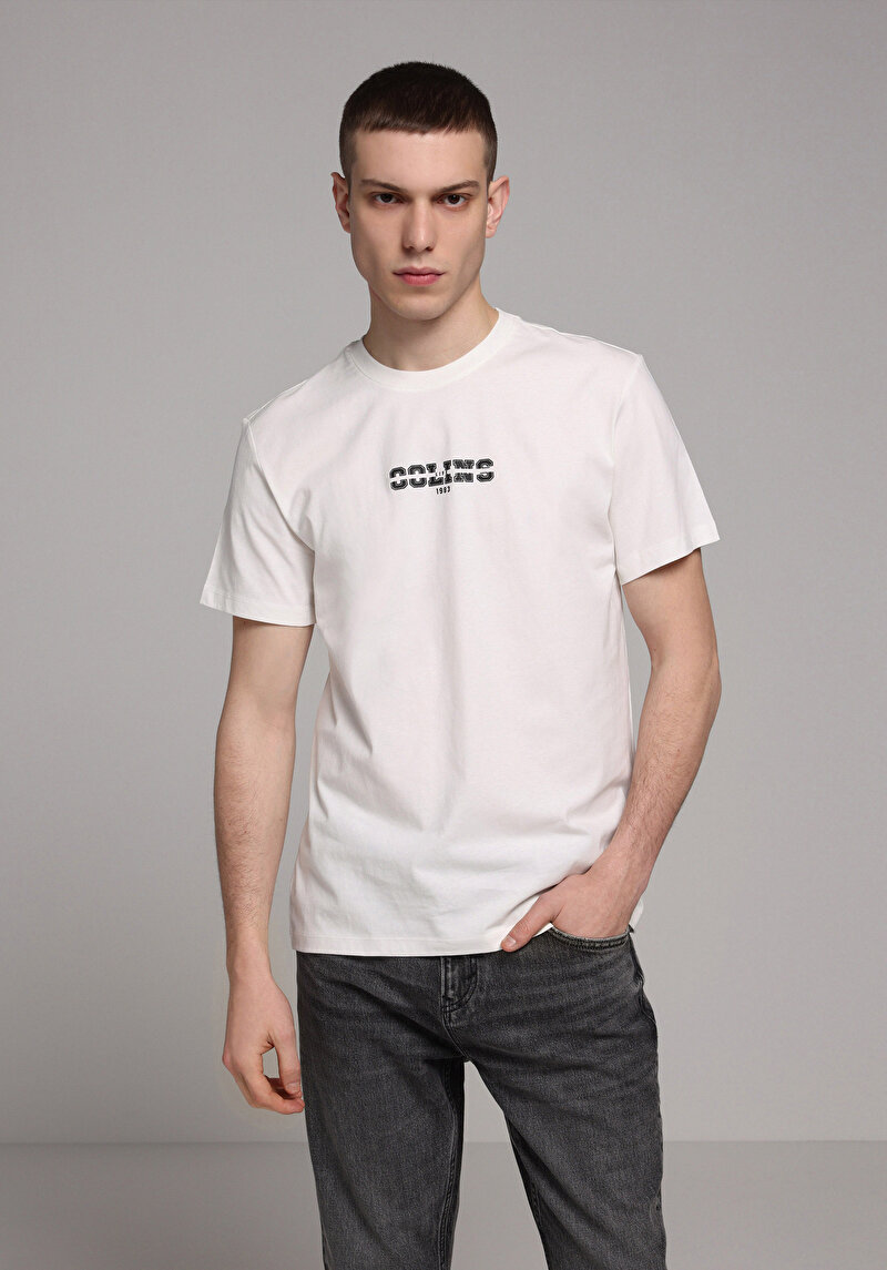 Regular Fit Yuvarlak Yaka Düz Erkek Beyaz Kısa Kol Tişört