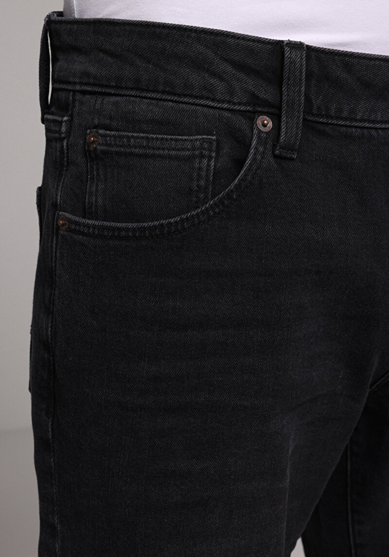 Slim Fit   Erkek Black Black Denim Jean Pantolon