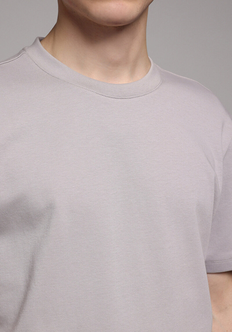 Regular Fit Yuvarlak Yaka Düz Erkek Gri Kısa Kol Tişört