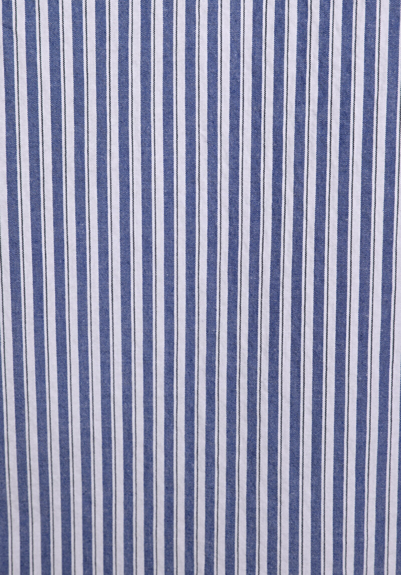 Regular Fit Shirt Neck Çizgili Erkek Mavi Uzun Kol Gömlek