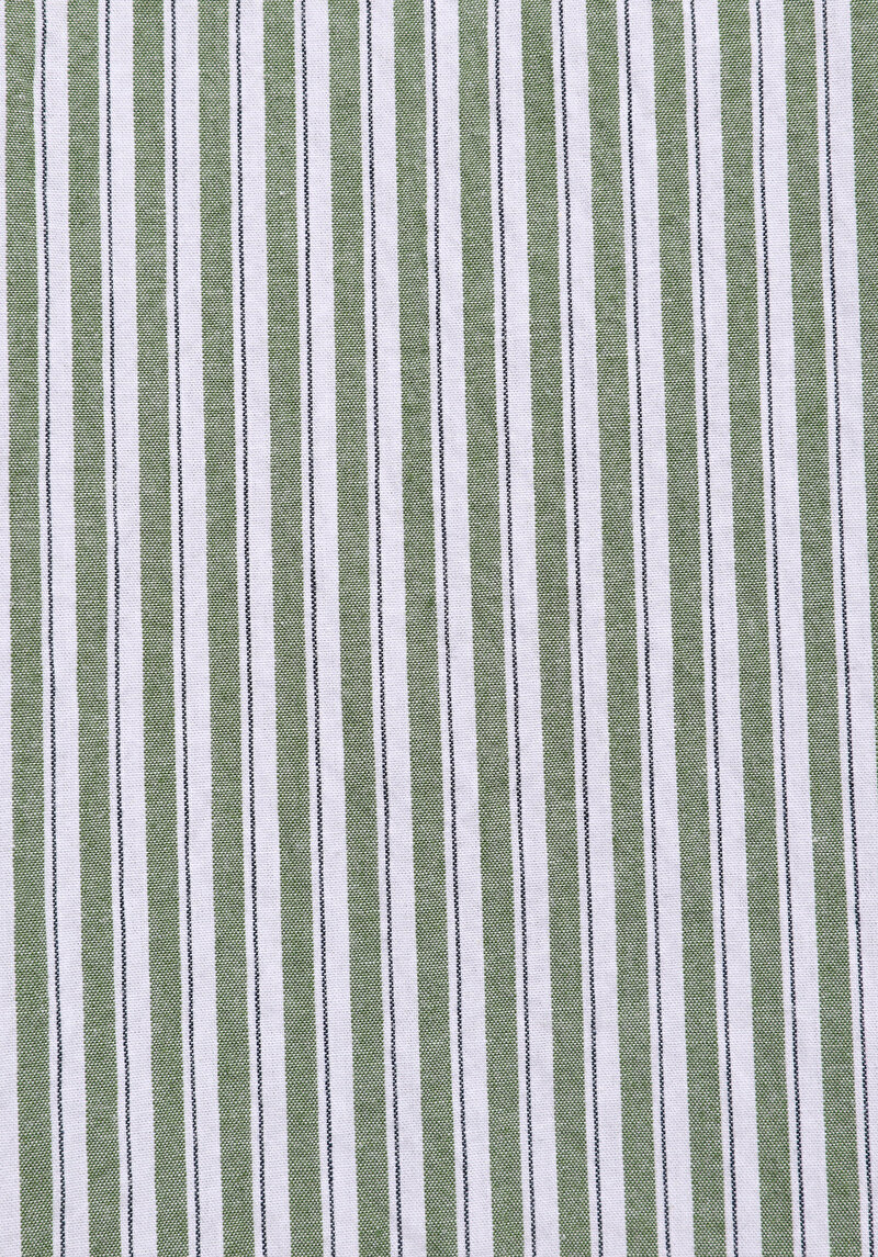 Regular Fit Shirt Neck Çizgili Erkek Yeşil Uzun Kol Gömlek