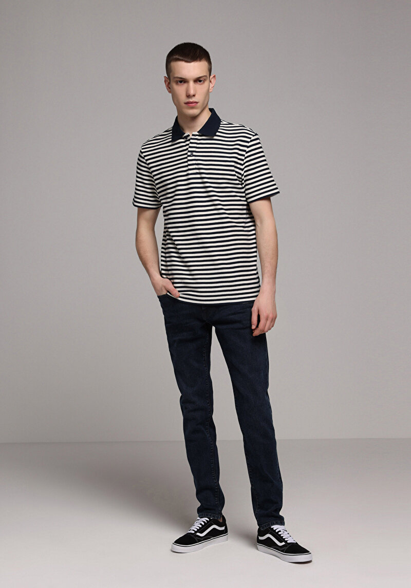 Slim Fit Erkek Blue Black Denim Jean Pantolon