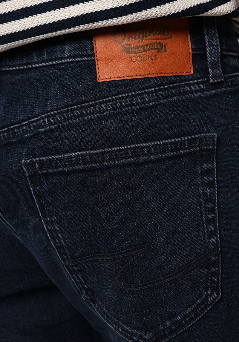 Slim Fit   Erkek Blue Black Denim Jean Pantolon